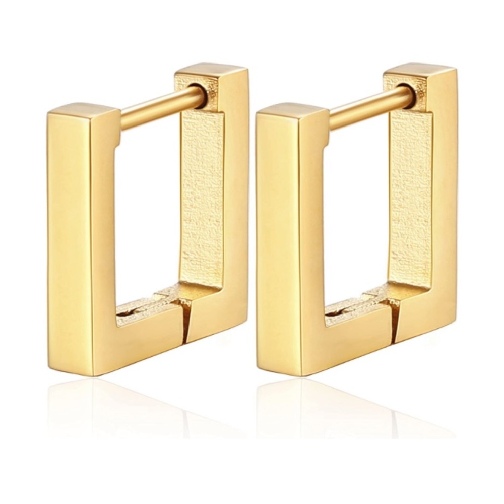 Stainless Steel Square Huggie Hoop Earrings